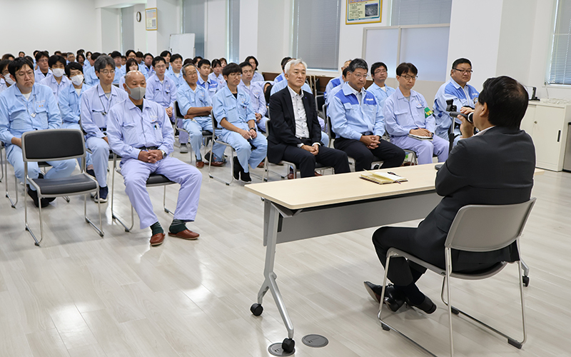 上磯工場における会社方針説明